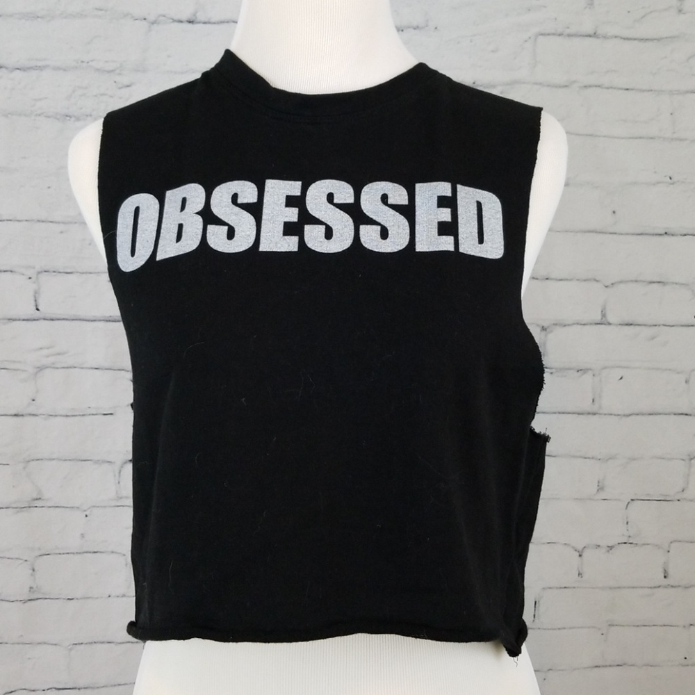 Womans Soul Cycle Obsessed Crop Tank Top Black S/M